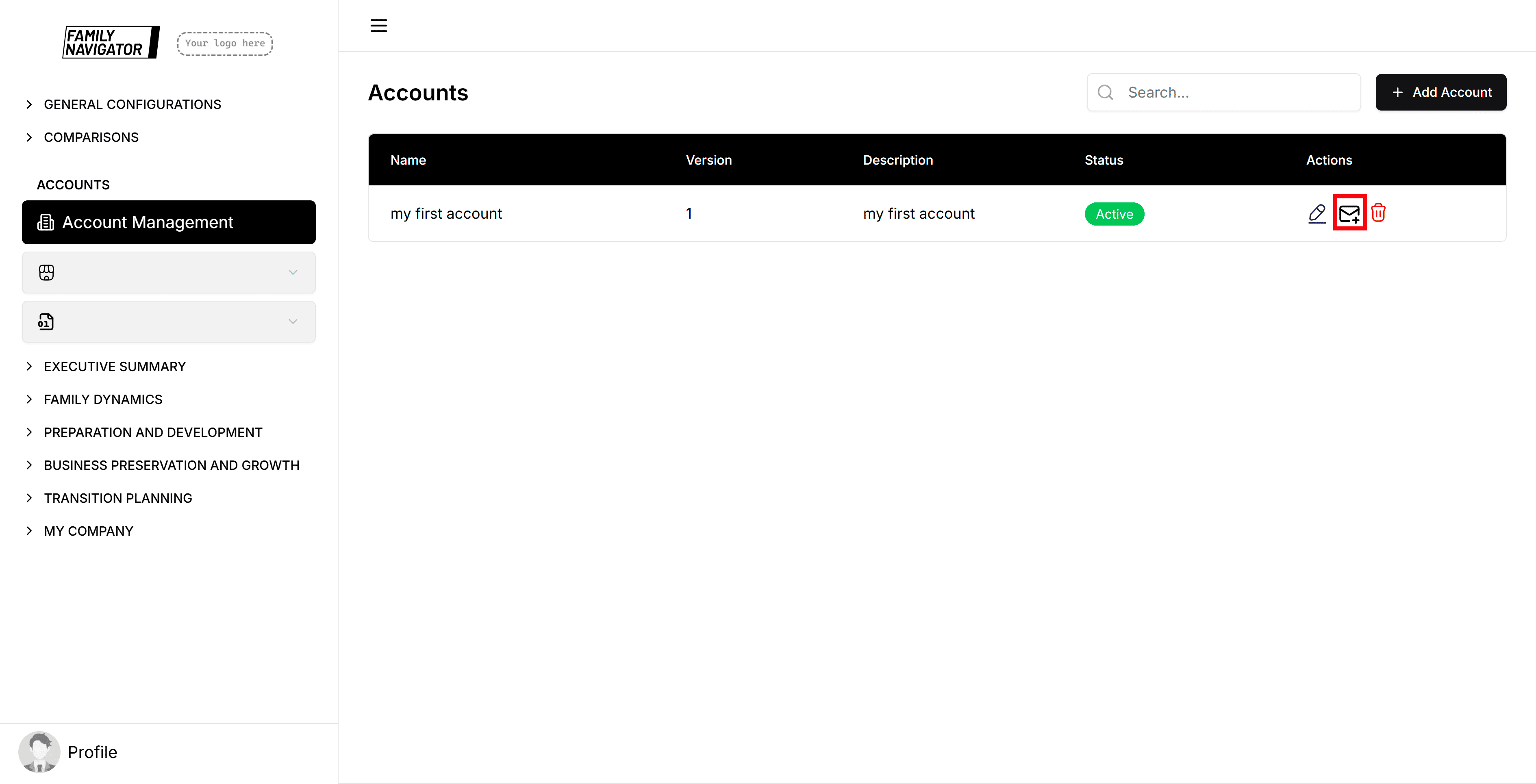Add Emails button in table