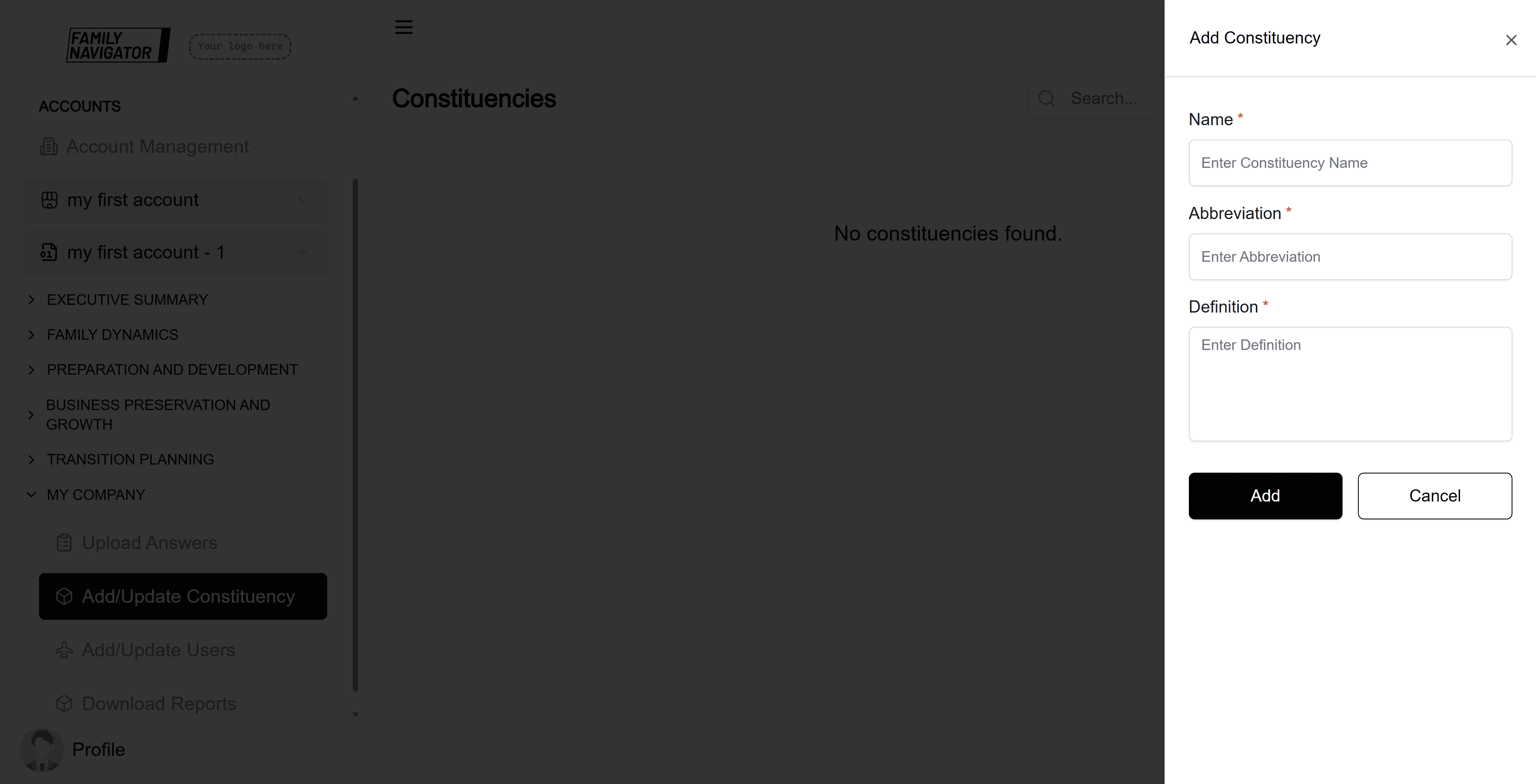 Add Constituency form