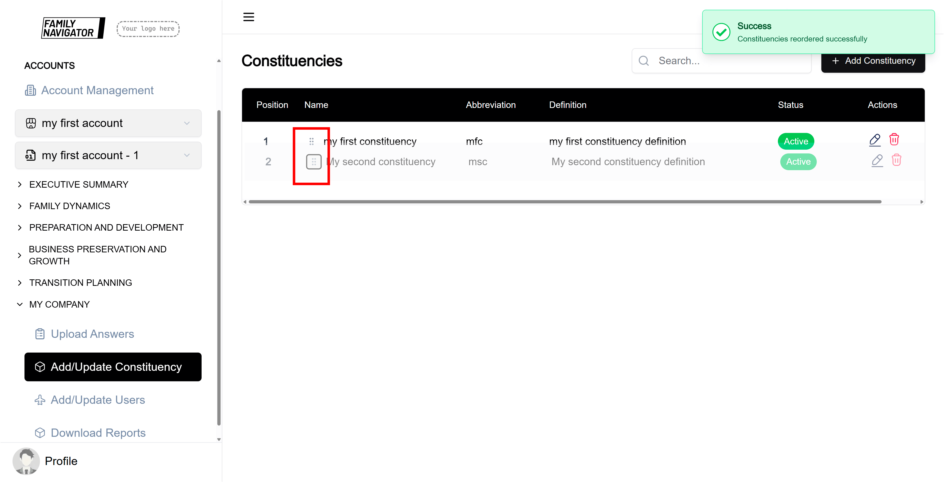 Dragging constituency row