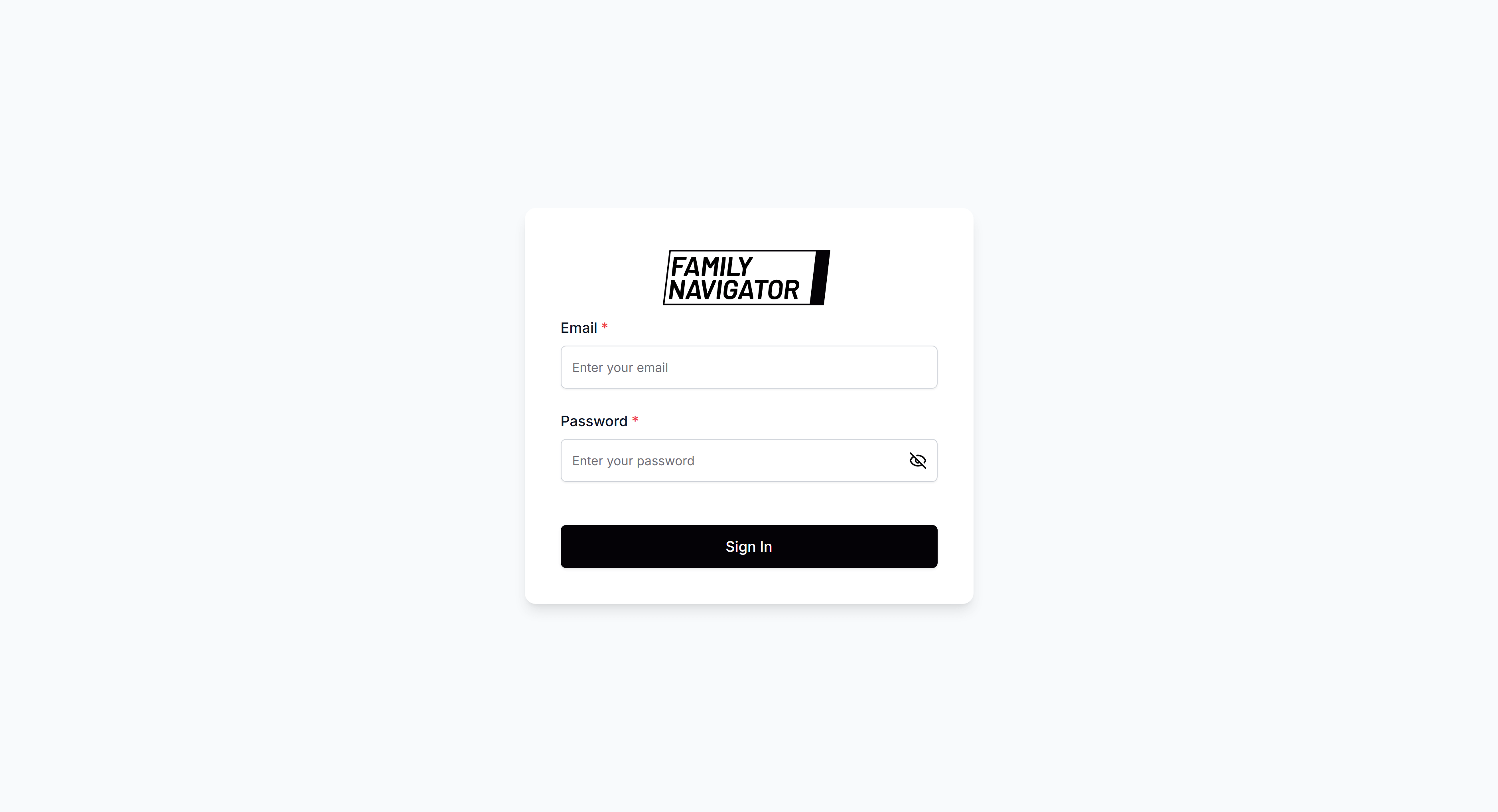 Login page with empty fields