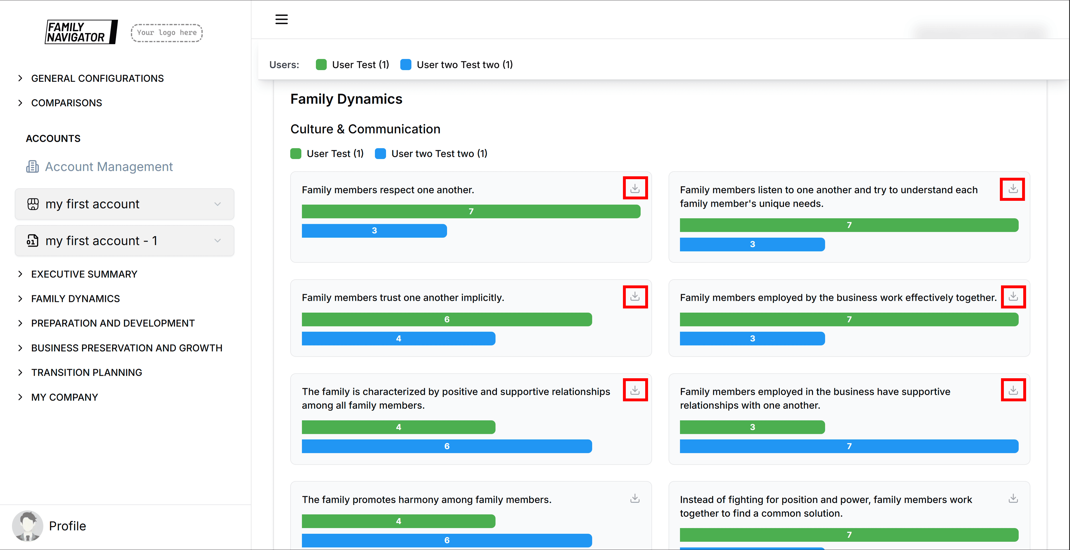 Individual download button