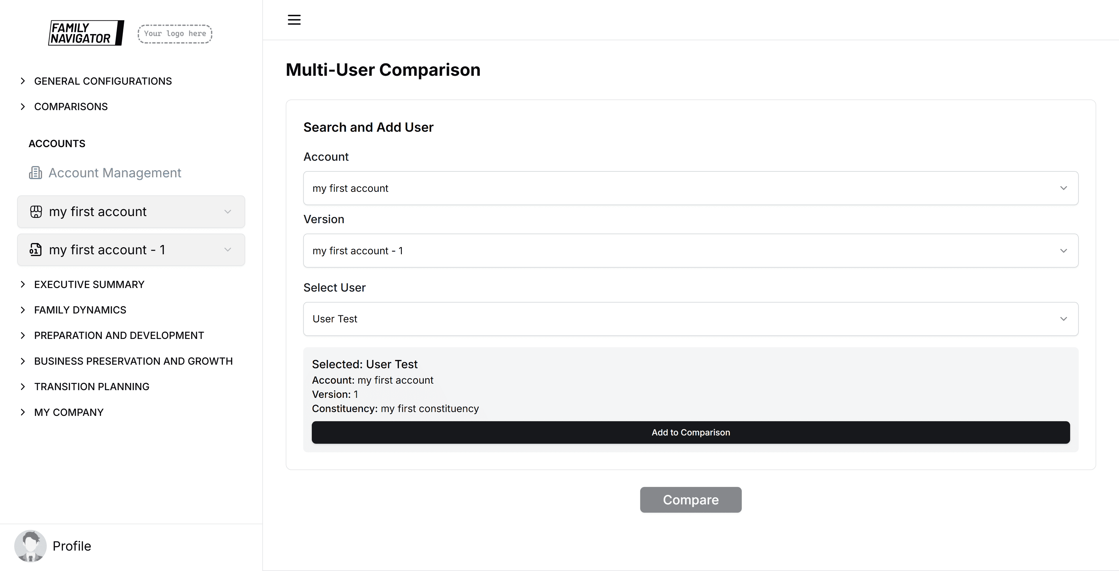 User preview and add button